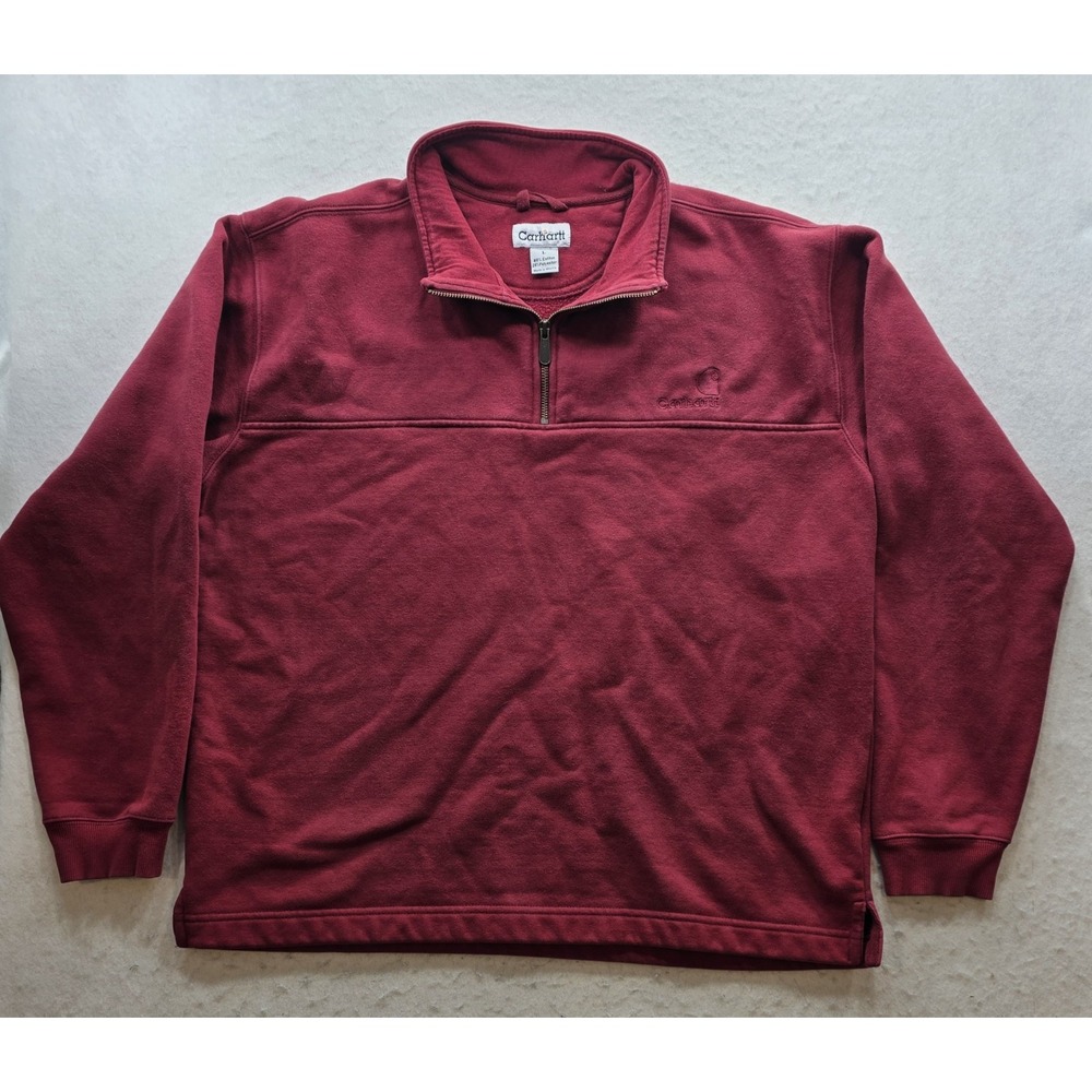 Carhartt K188DKR Men's Maroon 1/4 Zip Fleece Pullover Long SleeveSweater. Size L